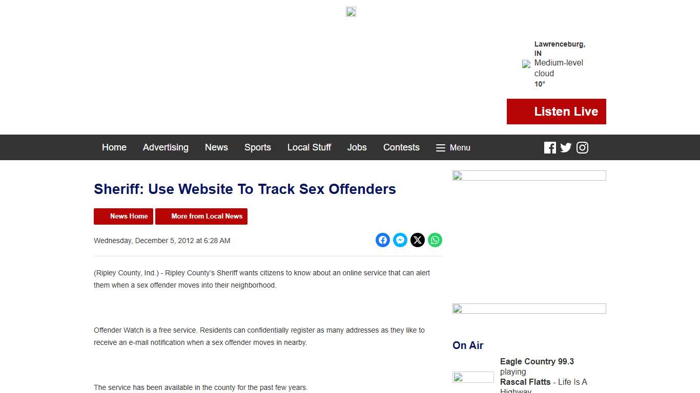 Sheriff: Use Website To Track Sex Offenders - Eagle Country 99.3